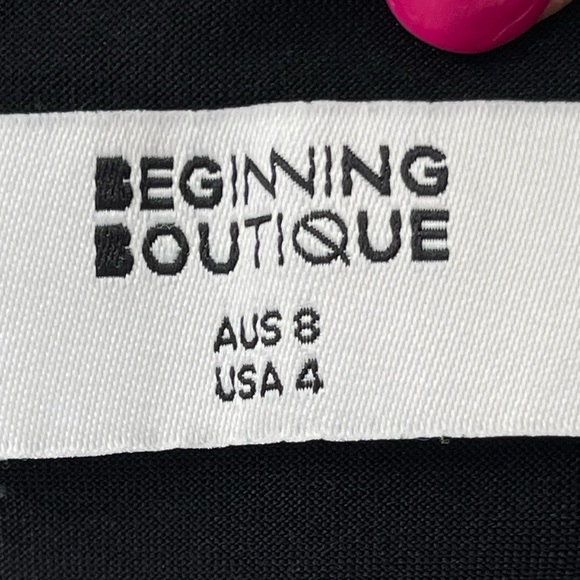 Beginning Boutique Black Deep V Neck Halter Rosette Detail Mini Dress Size 4 - Picture 10 of 12